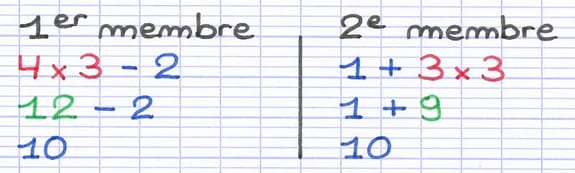 Les opérations sont effectuées au sein des deux membres de l’équation.