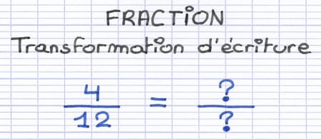 Fraction 4/12 dont on cherche à transformer l’écriture.
