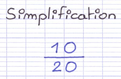 Simplification de la fraction 10/20.