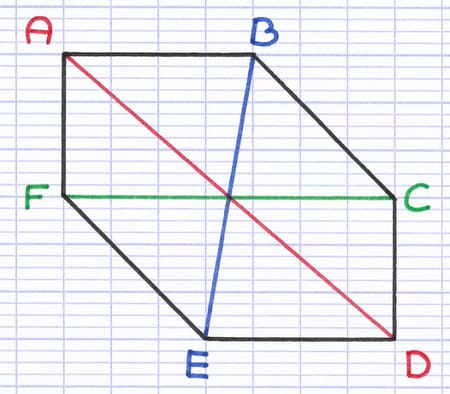 Figure dont les sommets opposés sont reliés par un segment.