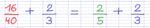 Simplification de la somme de deux fractions.