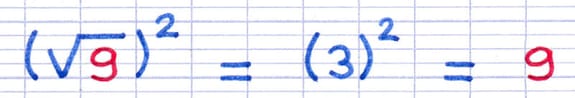 Calcul du résultat de la puissance carrée : (3)² = 9.