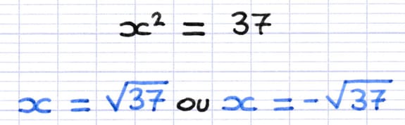 La solution négative de l’équation est −√37.