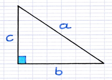 Triangle rectangle à partir duquel on souhaite mettre en équation le théorème de Pythagore.