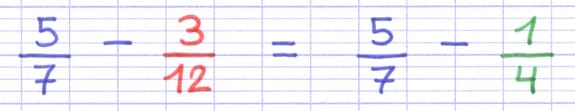 Soustraction entre deux fractions irréductibles.