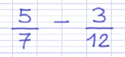 Soustraction entre deux fractions.