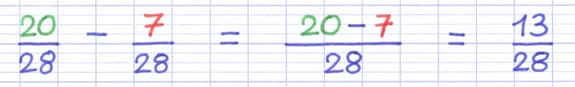 Soustraction des numérateurs de deux fractions.
