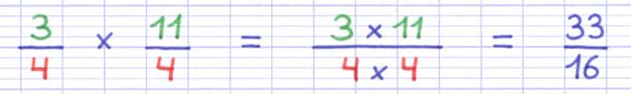 Multiplication des numérateurs et dénominateurs de deux fractions.