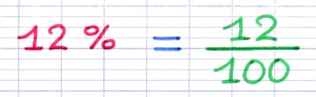 Le pourcentage 12 % est égal à la fraction 12/100.