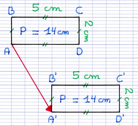 La translation a la propriété de conserver les périmètres.