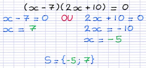 Écriture des deux solutions de l’équation-produit.
