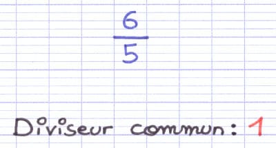 La fraction 6/5 est irréductible car le seul diviseur commun entre le numérateur et le dénominateur est 1.