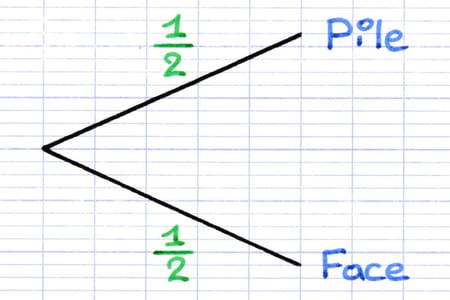 Pondération de l’arbre de probabilité par la fraction 1/2.