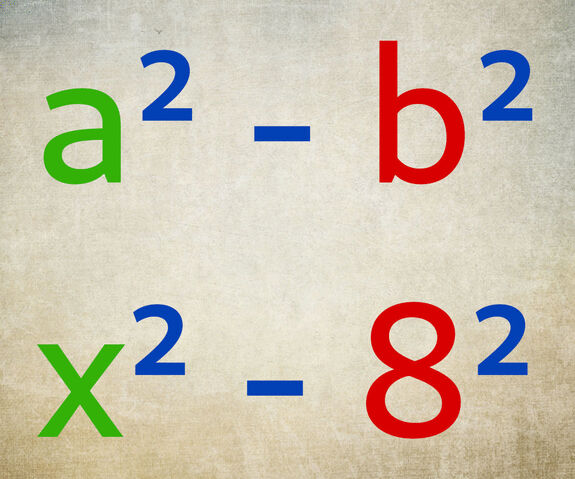 Les valeurs au sein de l’identité remarquable sont identifiées : a = x et b = 8.