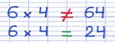 On ne peut pas supprimer le signe de la multiplication entre deux nombres : 6 × 4 ≠ 64, car 6 × 4 = 24.