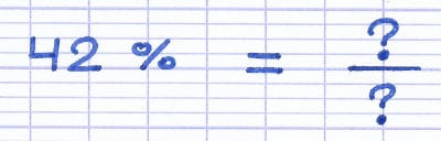 Pourcentage 42% dont on cherche l’écriture en fraction.