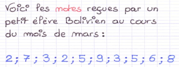 Série statistique dont on cherche à calculer la moyenne simple.
