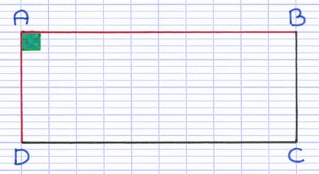 Rectangle ABCD avec les côtés consécutifs perpendiculaires, [AB] et [AD] forment un angle droit en A.